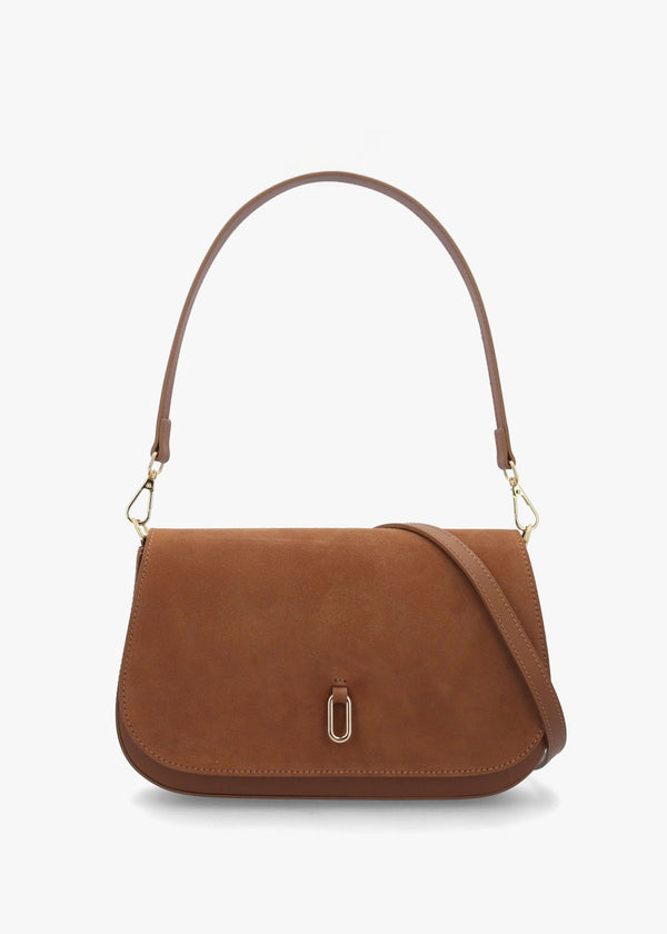 Inflap Tan Suede & Leather Cross-Body Bag