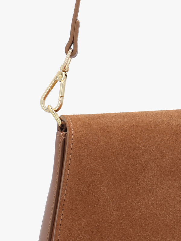 Inflap Tan Suede & Leather Cross-Body Bag