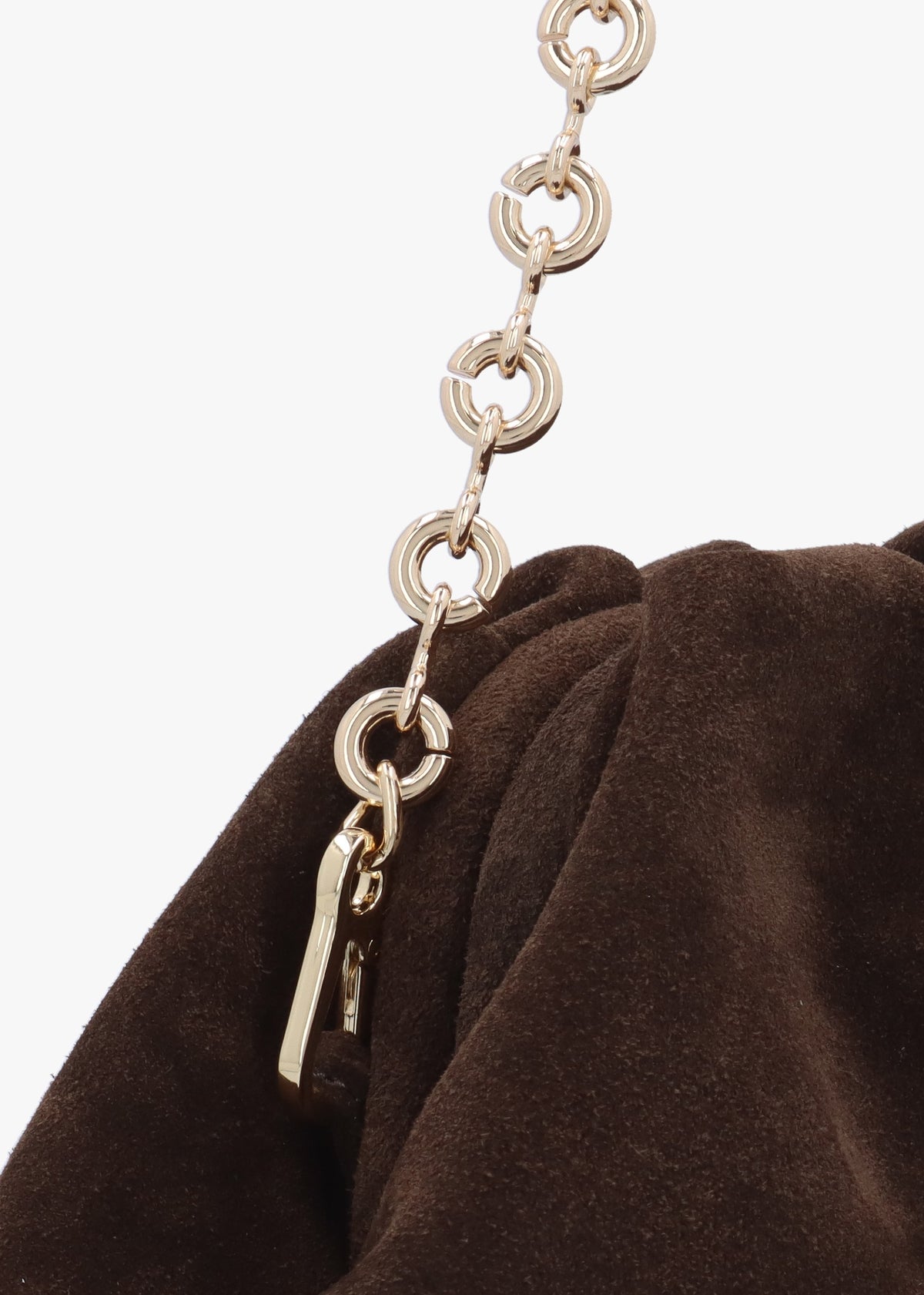 Inrouche Brown Suede Ruched Clutch Bag