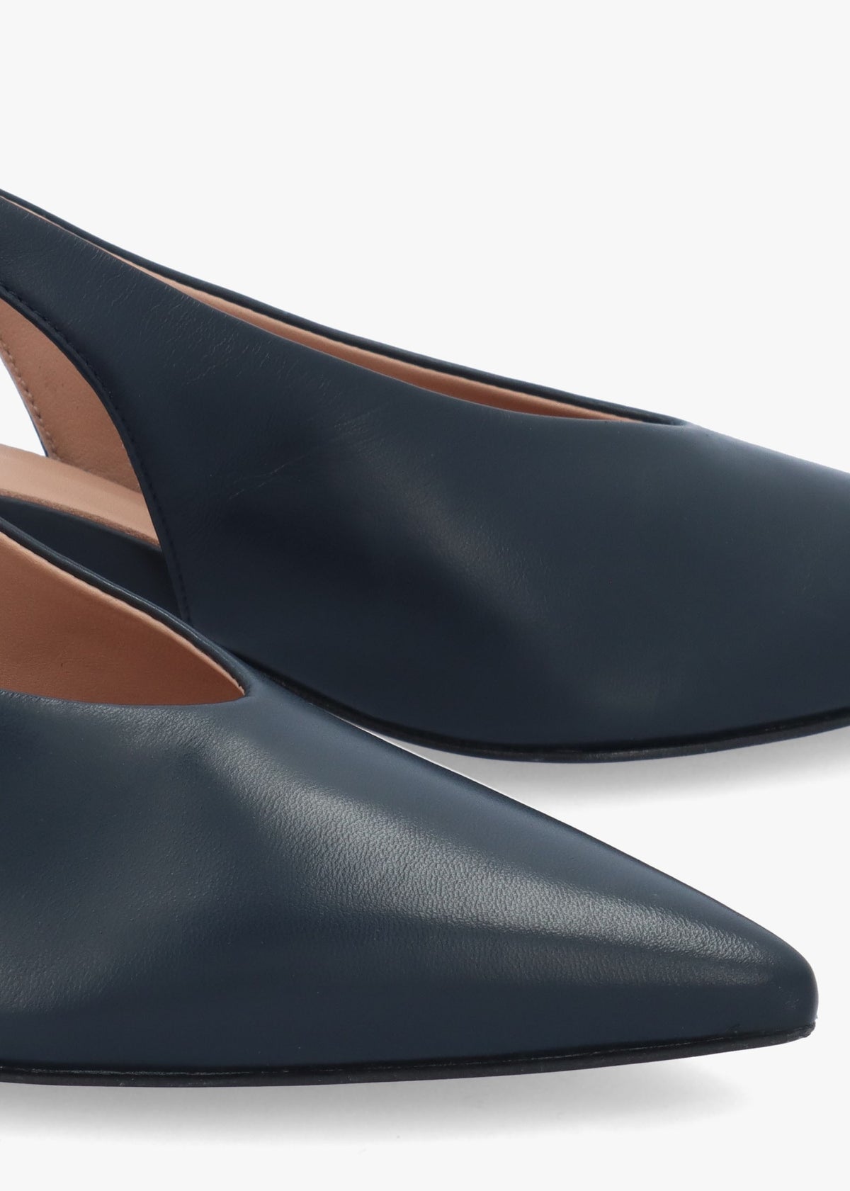 Siamma Navy Leather Kitten Heel Sling Backs