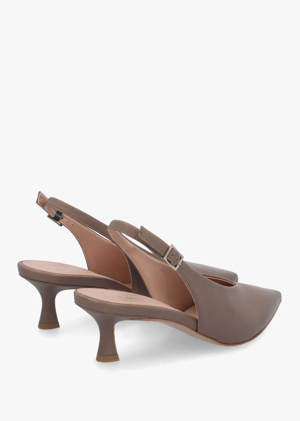 Siamma Taupe Leather Kitten Heel Sling Backs