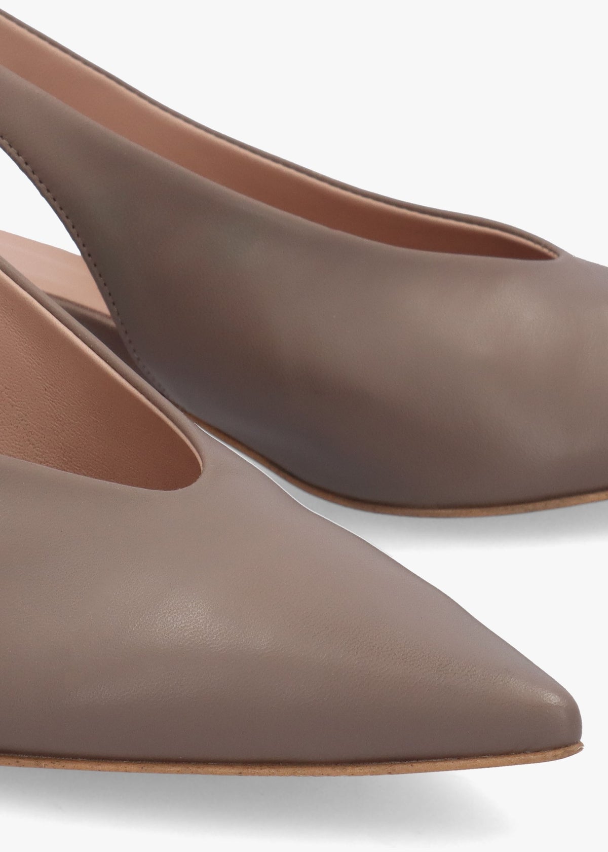 Siamma Taupe Leather Kitten Heel Sling Backs