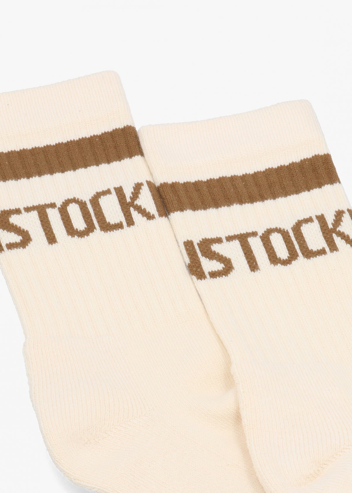 Women's Cotton Crew Stripe Eggshell Mink Tennis Socks