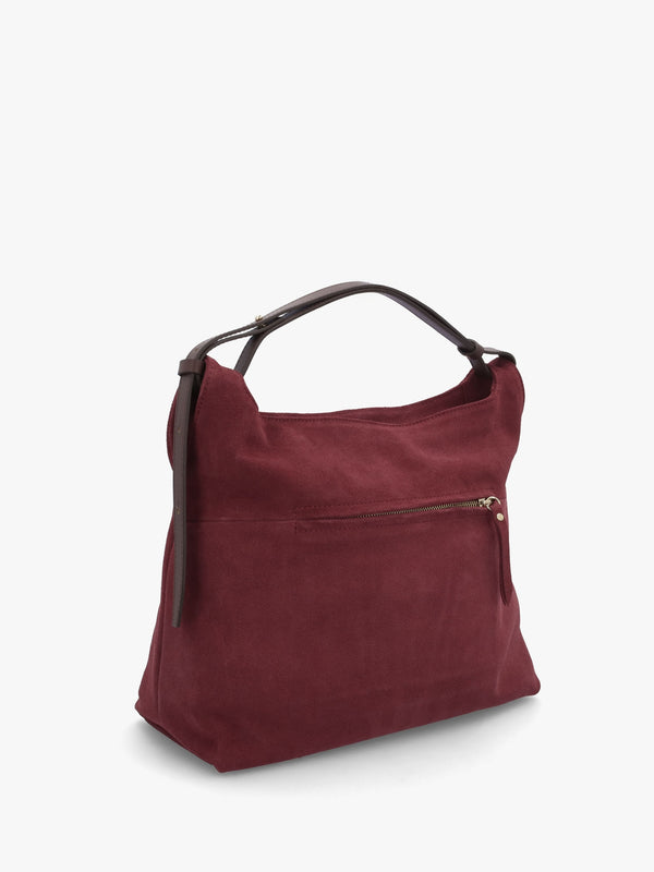 Inhobo Burgundy Suede Slouchy Hobo Bag