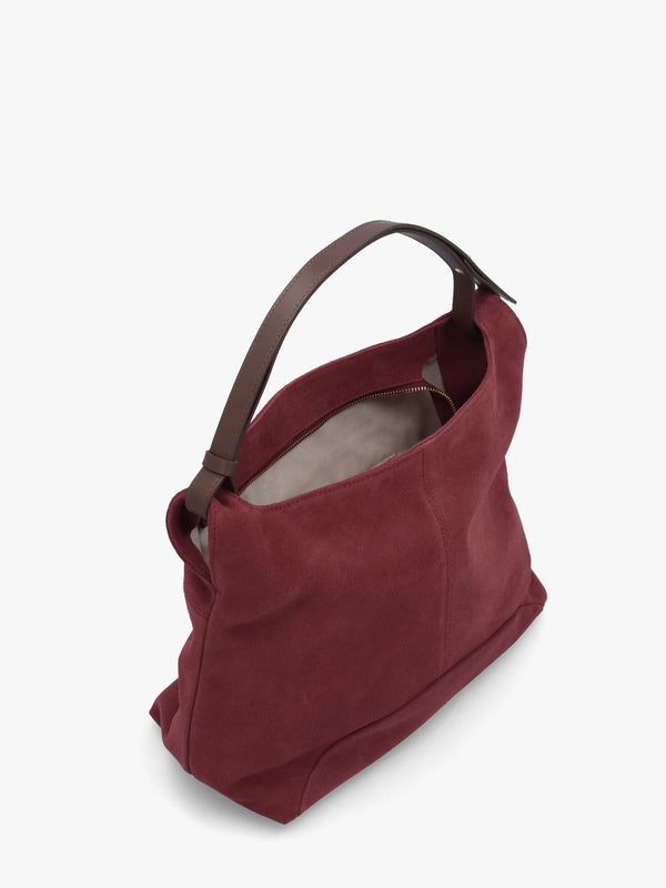 Inhobo Burgundy Suede Slouchy Hobo Bag
