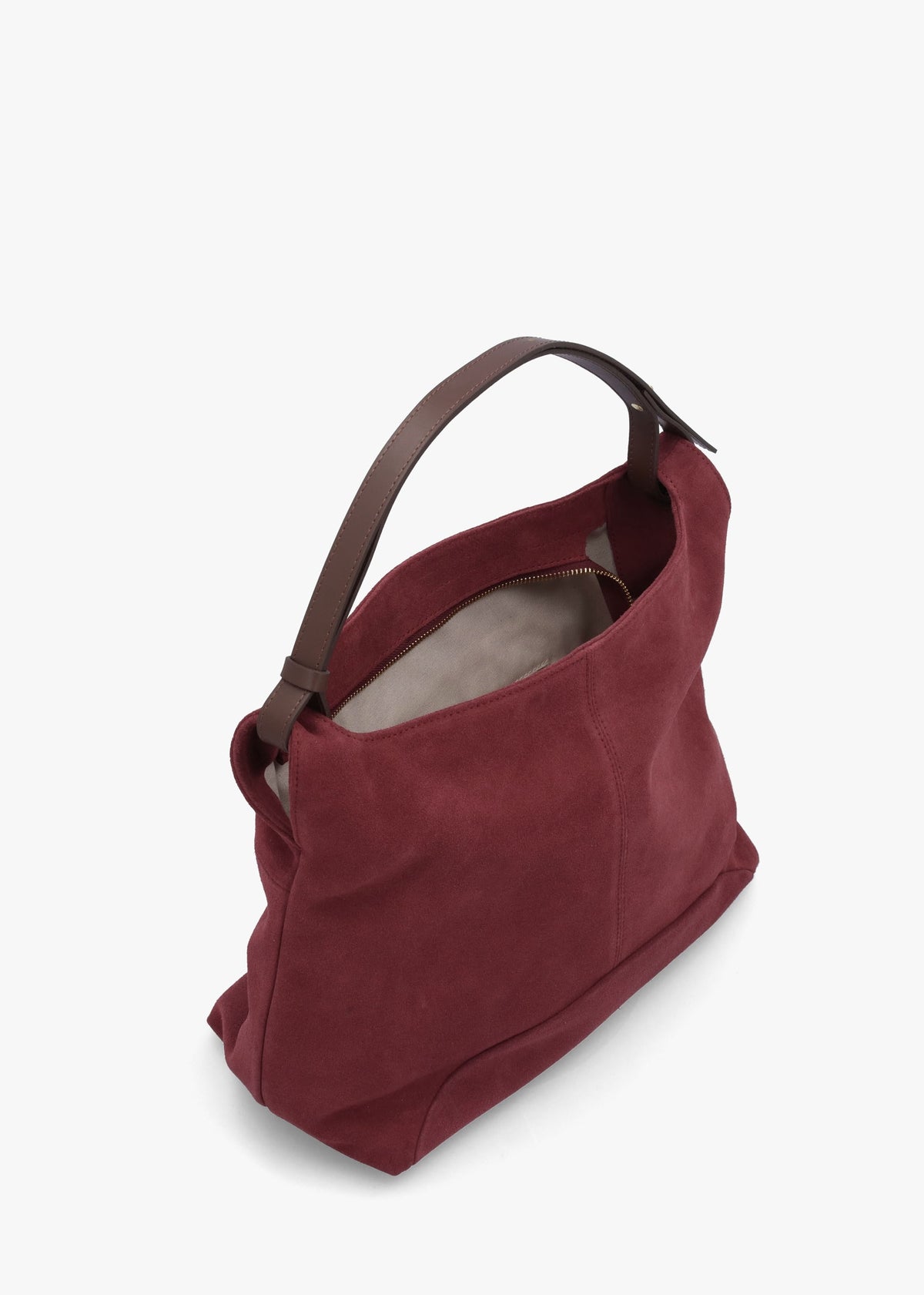 Inhobo Burgundy Suede Slouchy Hobo Bag