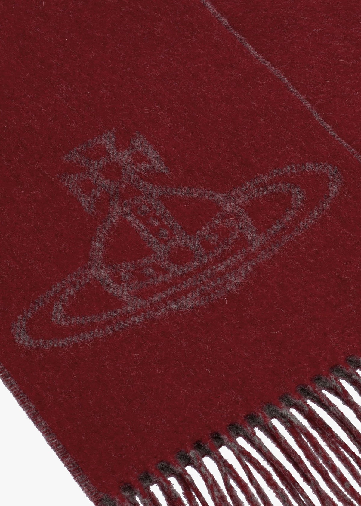 Unisex Double Logo Red Wool Scarf