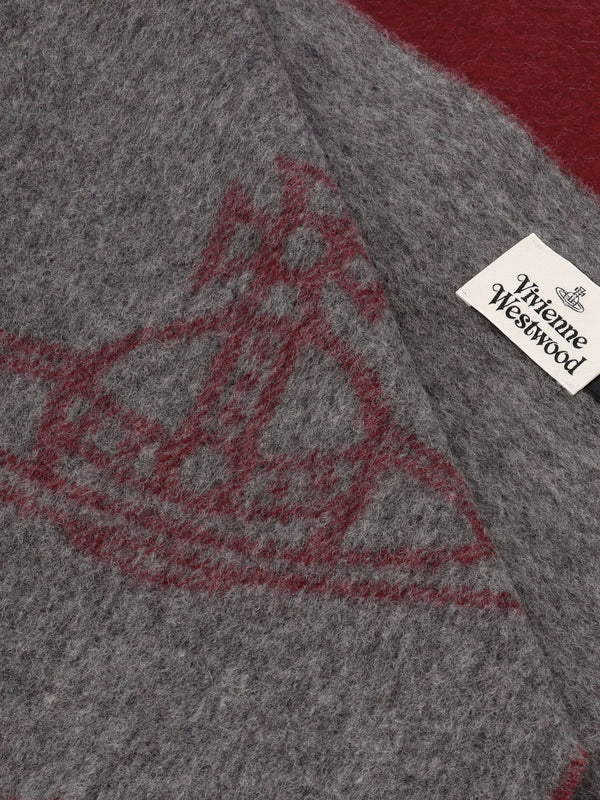 Unisex Double Logo Red Wool Scarf