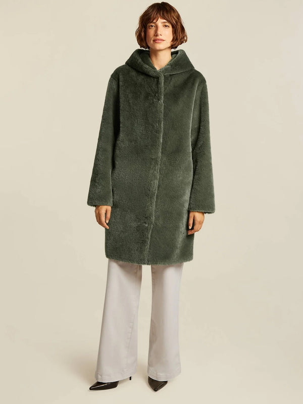 Maya Silt Green Faux Fur Reversable Coat