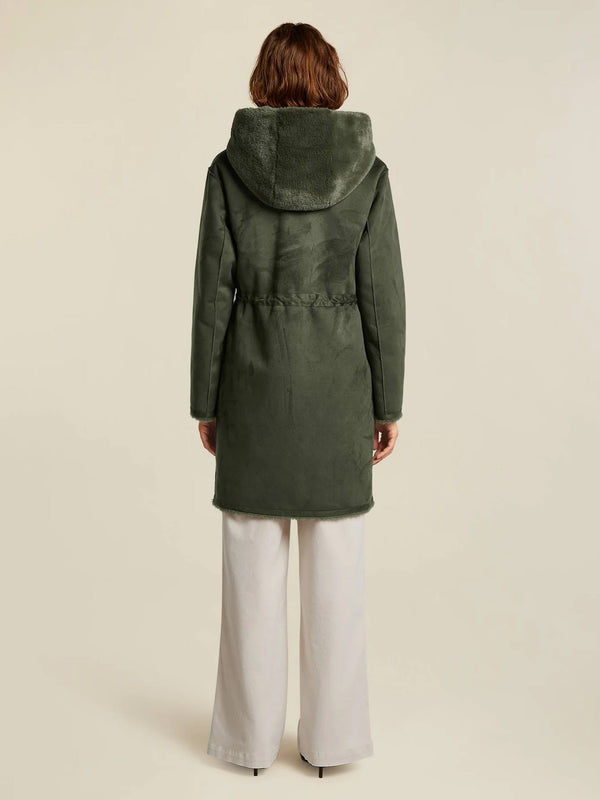 Maya Silt Green Faux Fur Reversable Coat