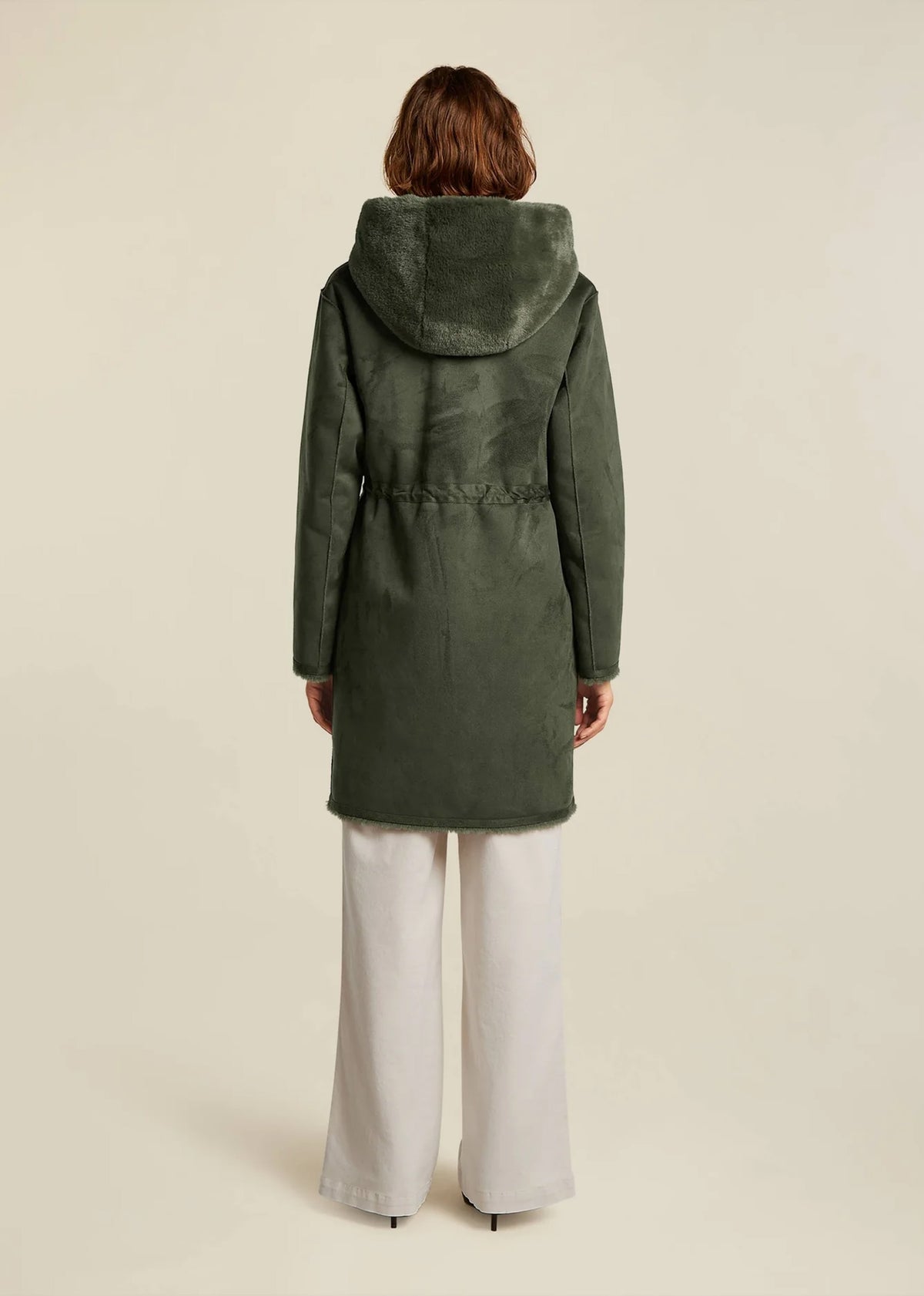 Maya Silt Green Faux Fur Reversable Coat