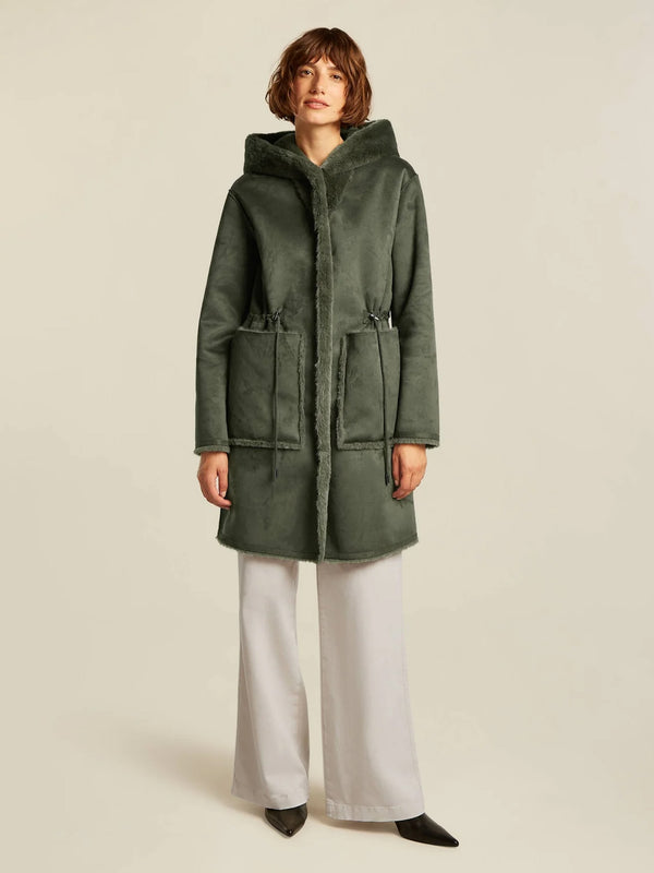 Maya Silt Green Faux Fur Reversable Coat