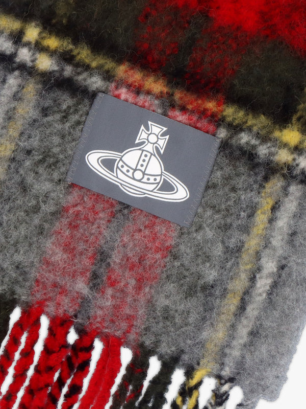 Unisex Red Chunky Tartan Red Scarf