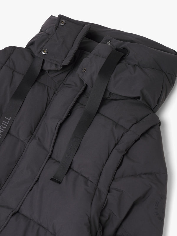 Zhisi Grey Padded Longline Maxi Puffa Coat