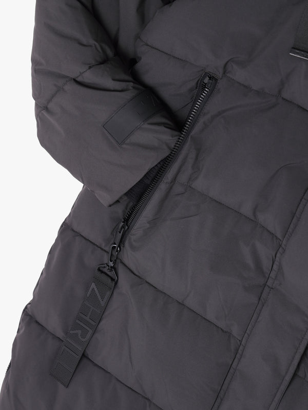 Zhisi Grey Padded Longline Maxi Puffa Coat