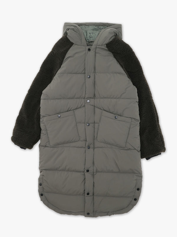Zhdura Green Hooded Longline Puffa Coat
