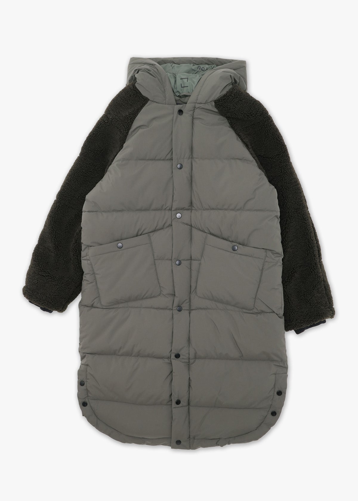Zhdura Green Hooded Longline Puffa Coat