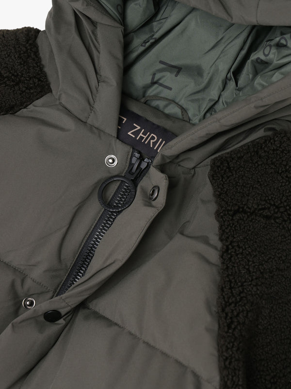 Zhdura Green Hooded Longline Puffa Coat