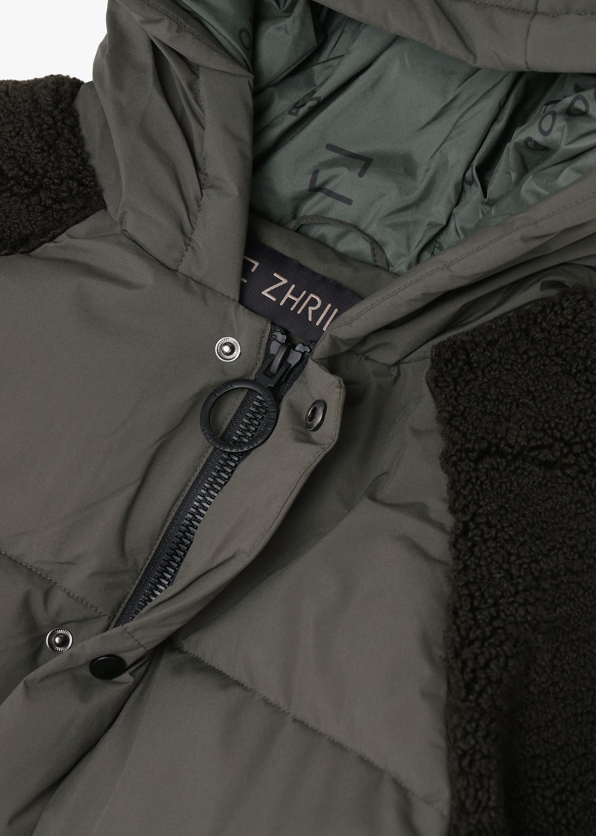 Zhdura Green Hooded Longline Puffa Coat
