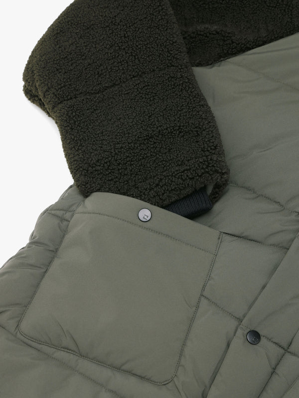 Zhdura Green Hooded Longline Puffa Coat