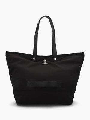Unisex Utility Black Silver Hardware Shopper Bag