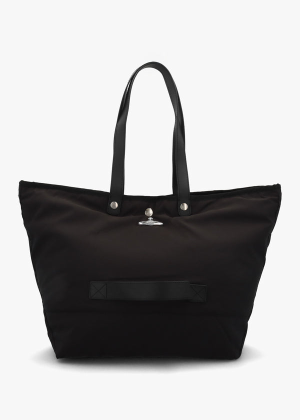 Unisex Utility Black Silver Hardware Shopper Bag