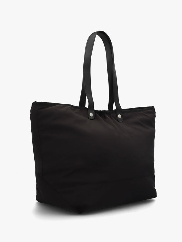 Unisex Utility Black Silver Hardware Shopper Bag