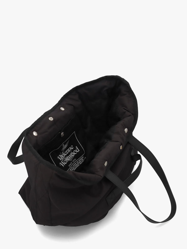 Unisex Utility Black Silver Hardware Shopper Bag