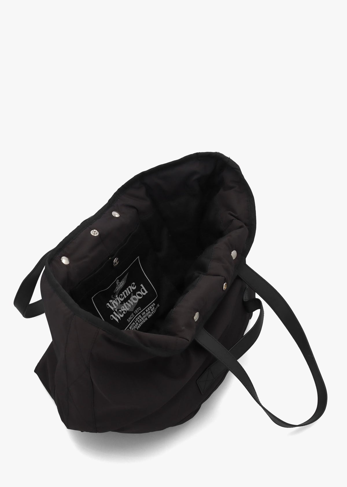 Unisex Utility Black Silver Hardware Shopper Bag