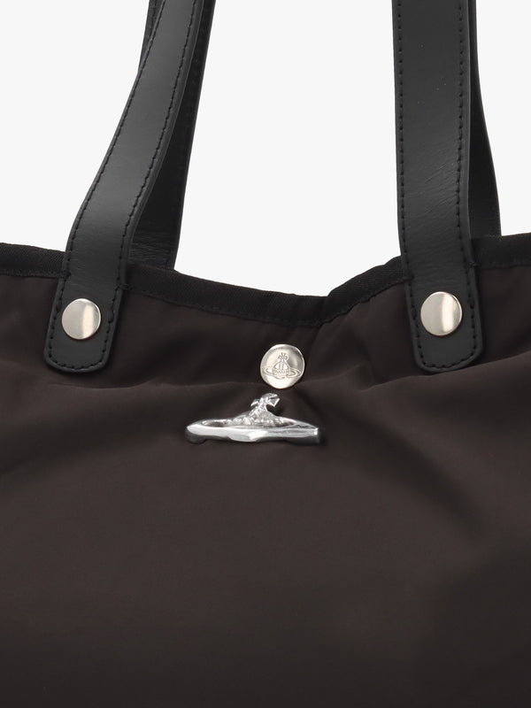 Unisex Utility Black Silver Hardware Shopper Bag