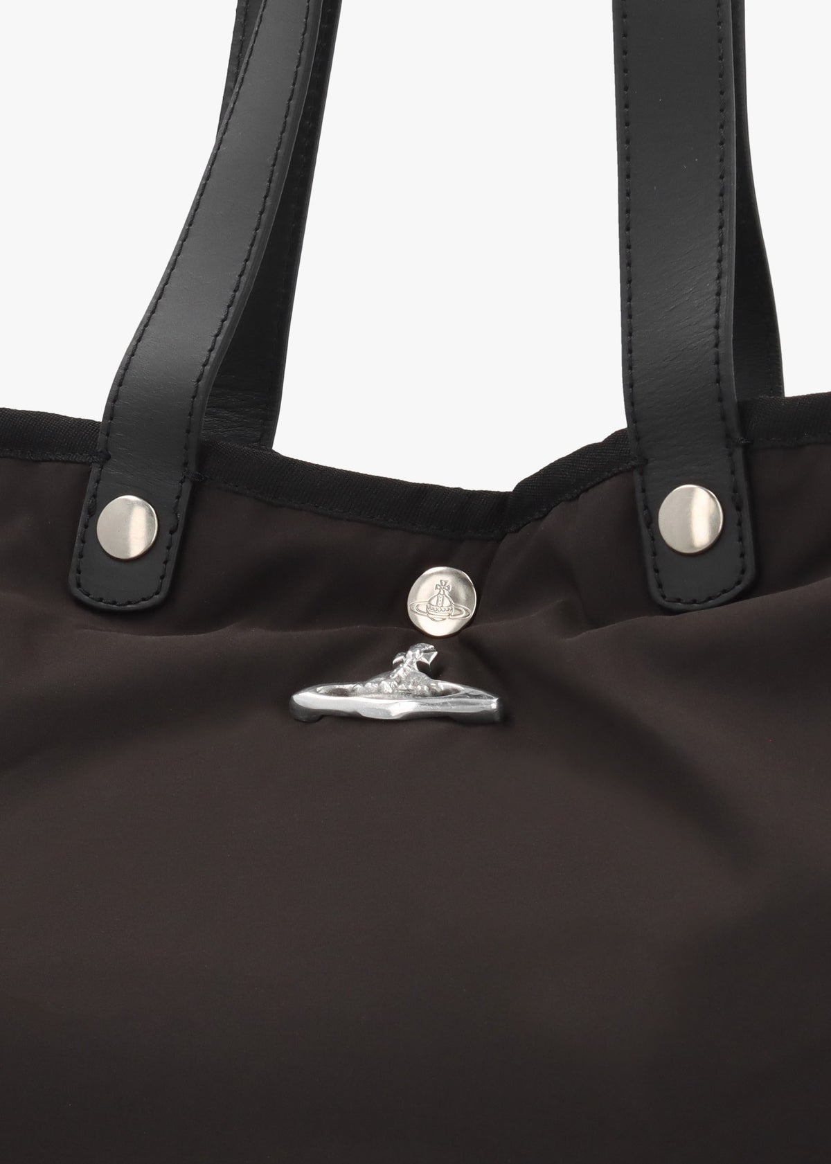 Unisex Utility Black Silver Hardware Shopper Bag