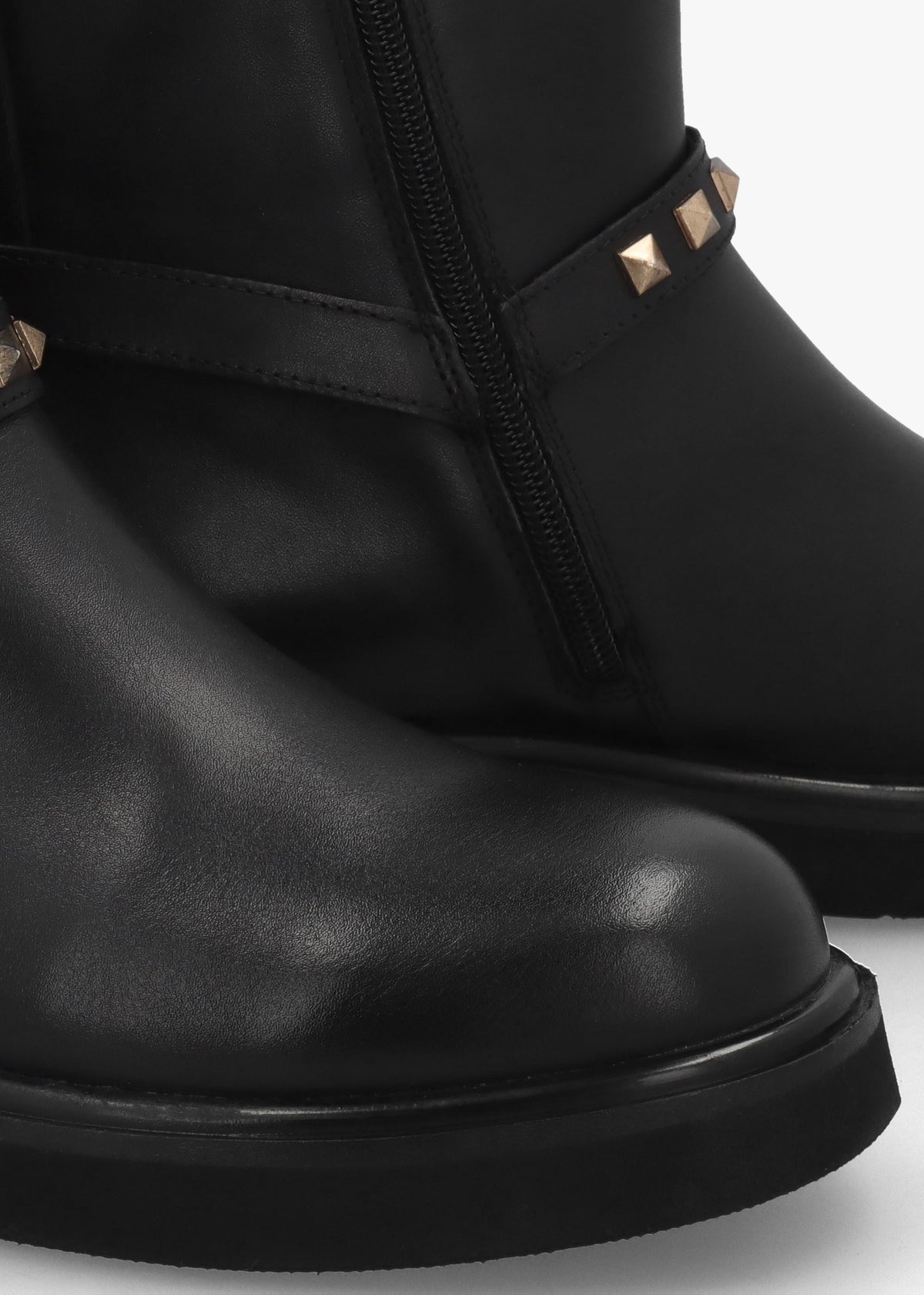 Roxanne Black Leather Studded Strap Chelsea Boots