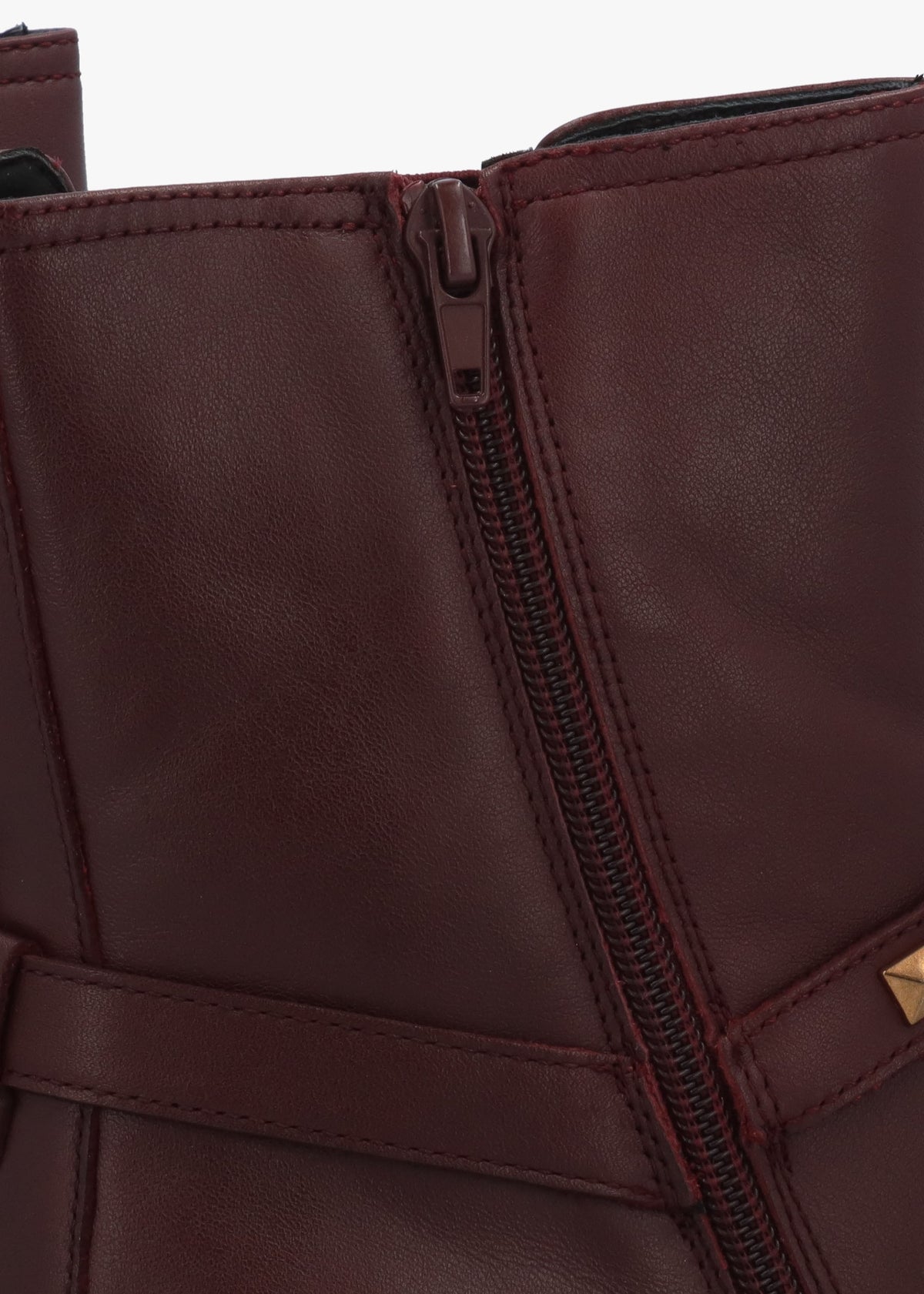 Roxanne Burgundy Leather Studded Strap Chelsea Boots