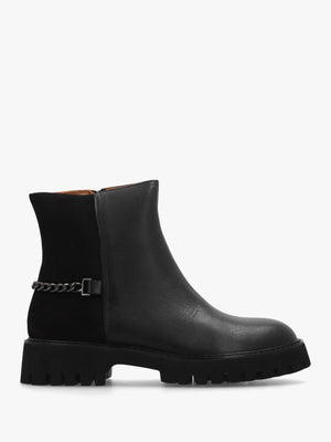 Roxie Black Leather & Nubuck Chunky Ankle Boots