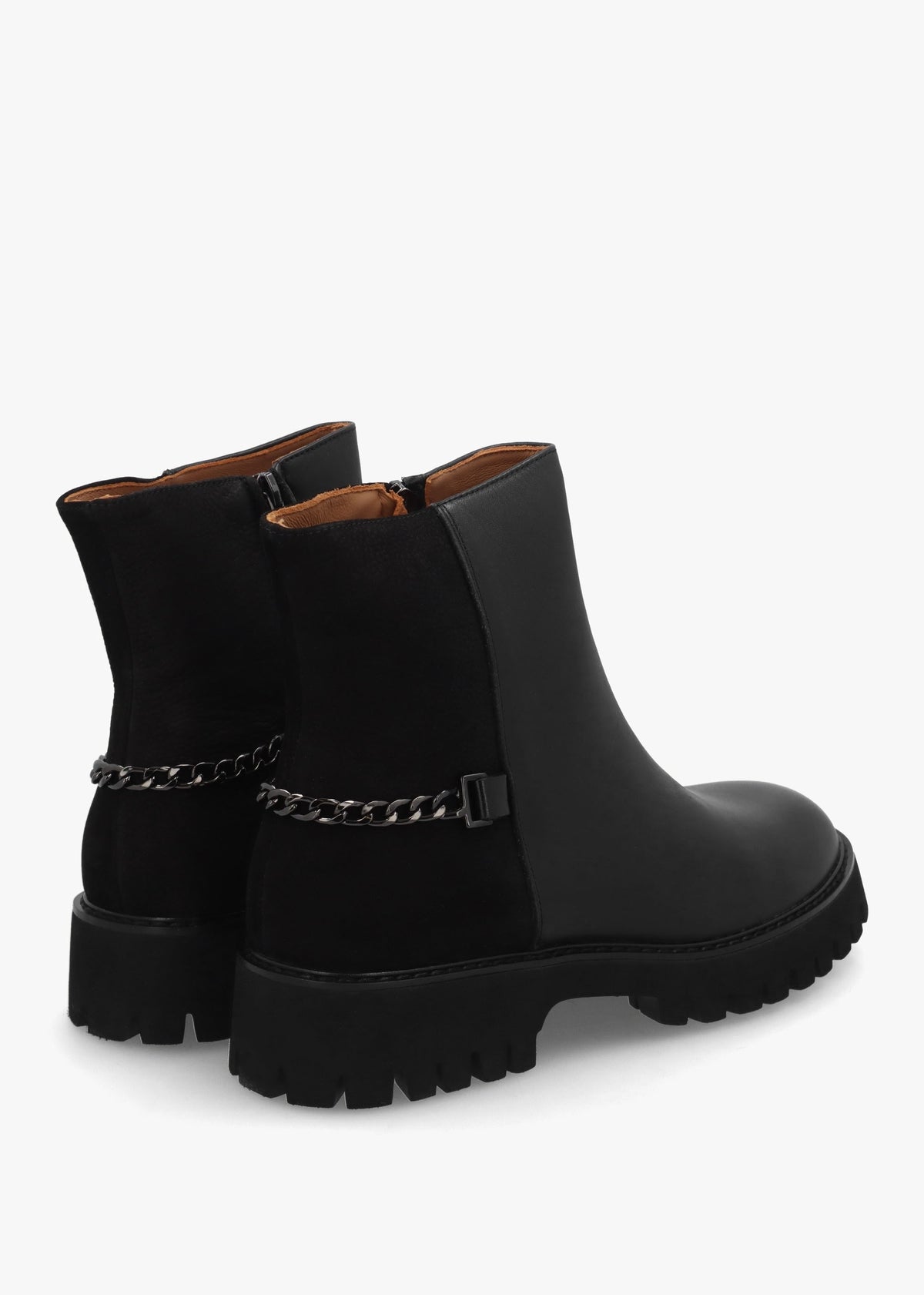 Roxie Black Leather & Nubuck Chunky Ankle Boots