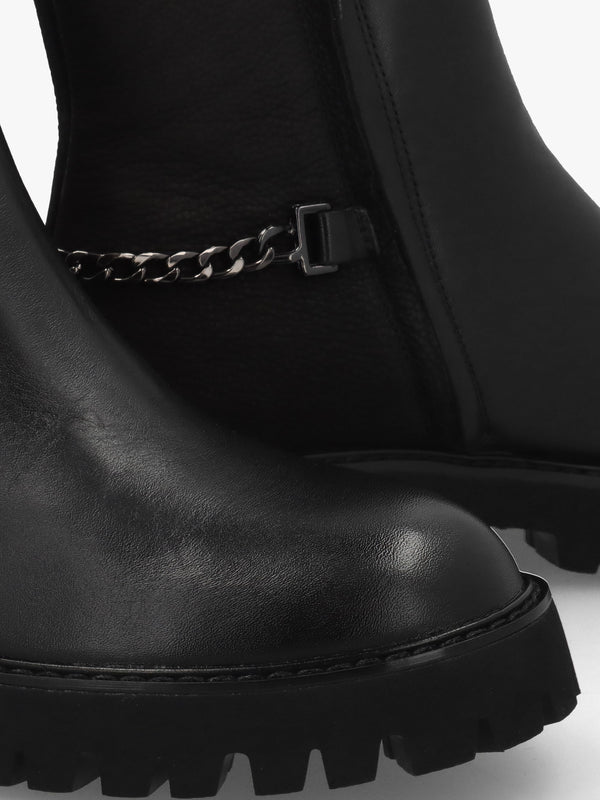 Roxie Black Leather & Nubuck Chunky Ankle Boots