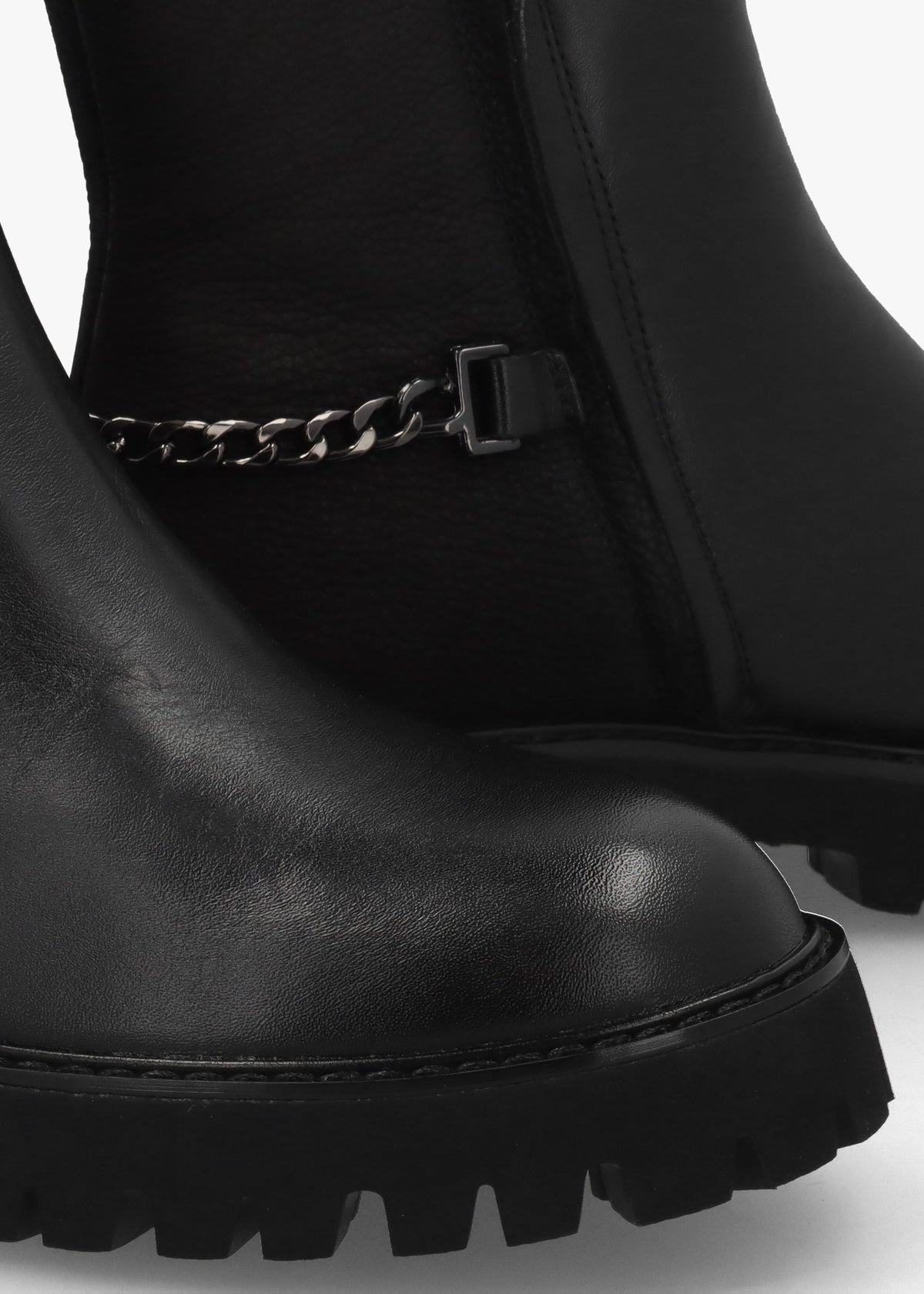 Roxie Black Leather & Nubuck Chunky Ankle Boots