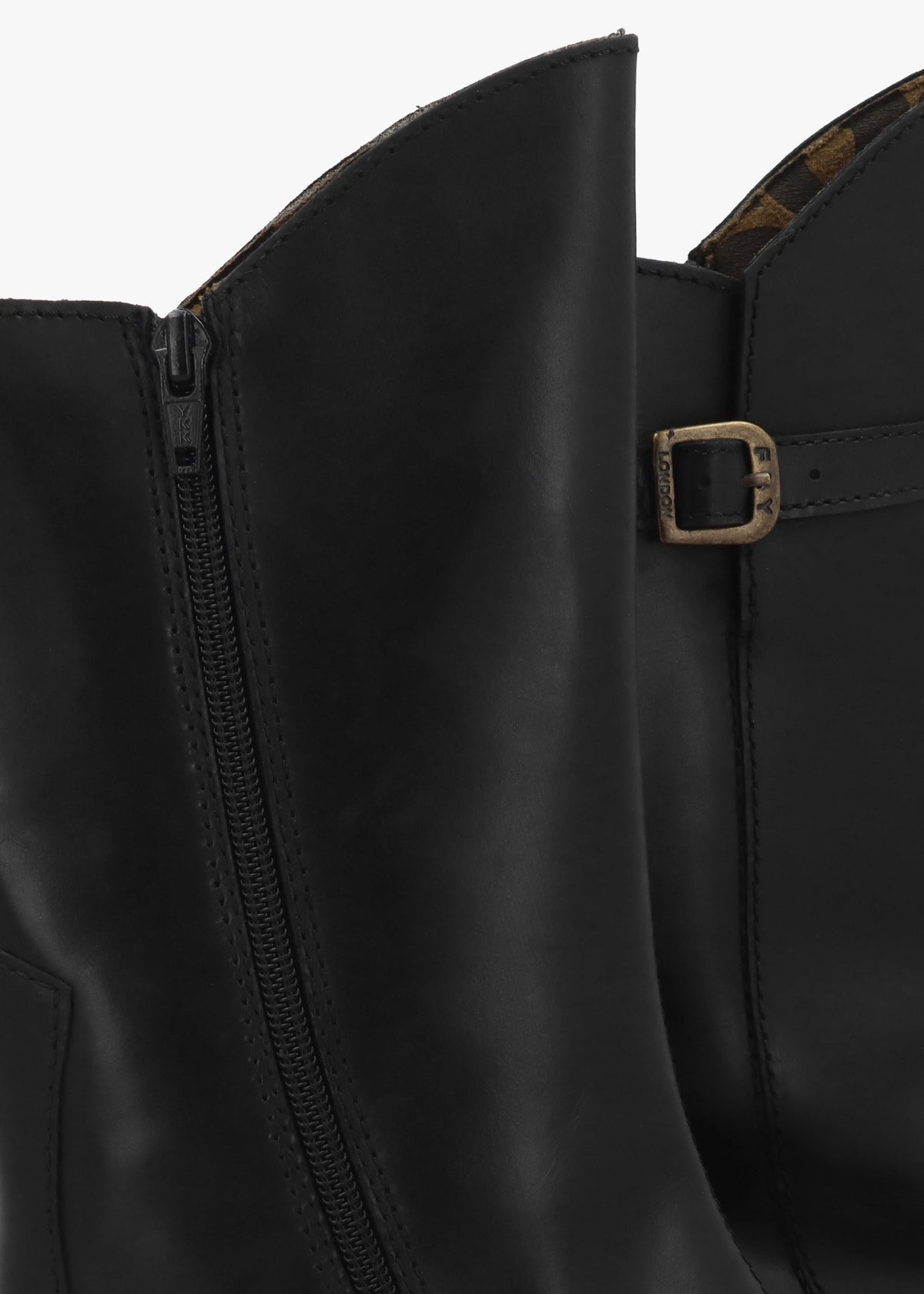 Mes II Black Leather Low Wedge Calf Boots