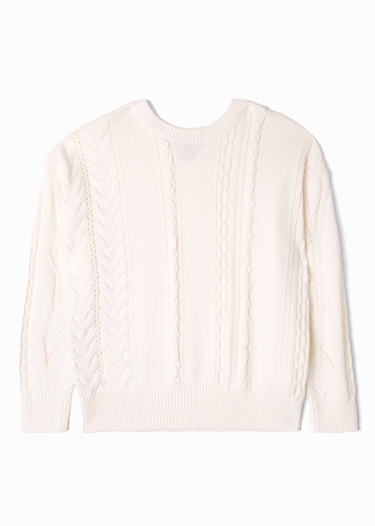 White Cotton Mix Cable Knit Jumper