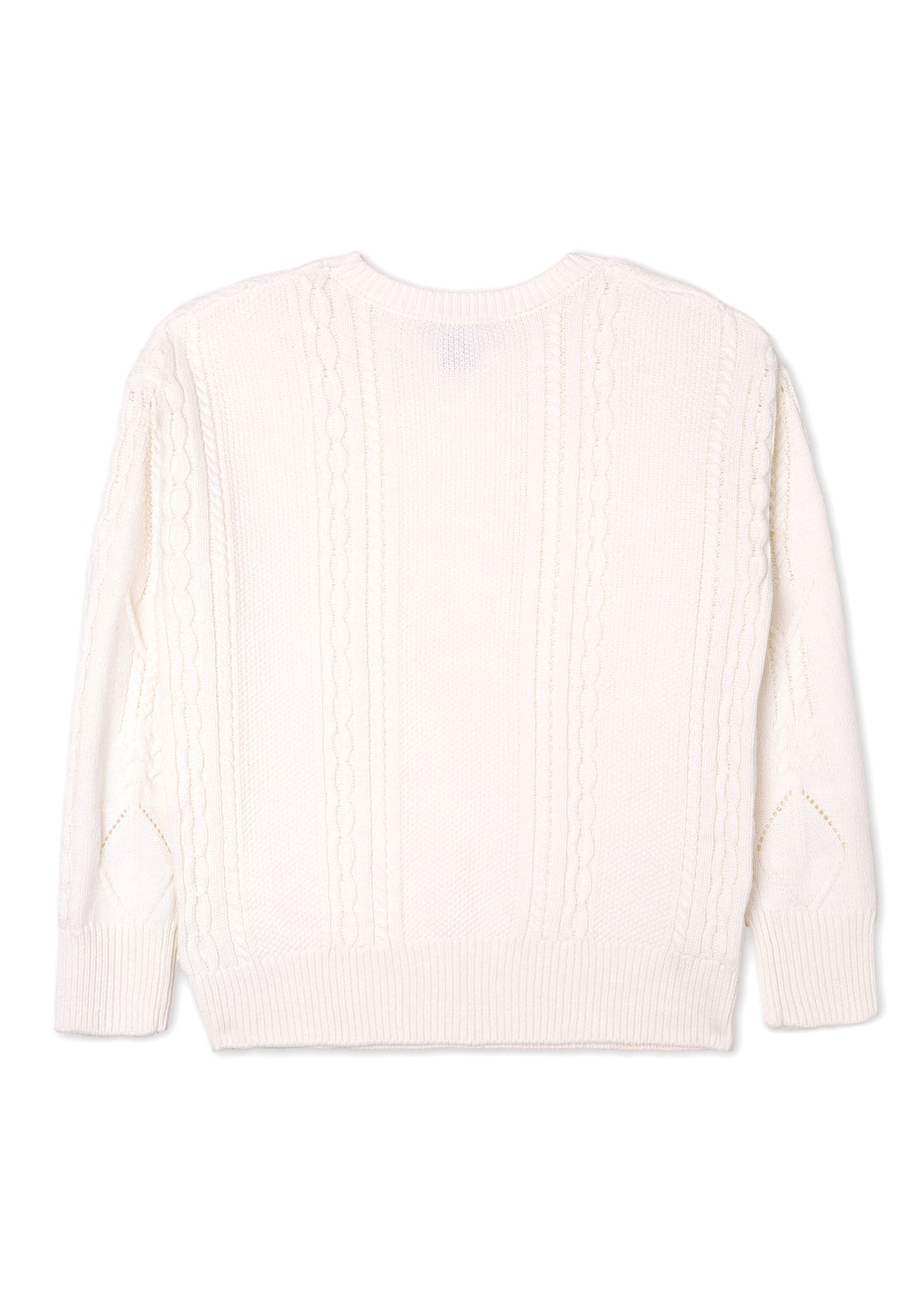 White Cotton Mix Cable Knit Jumper