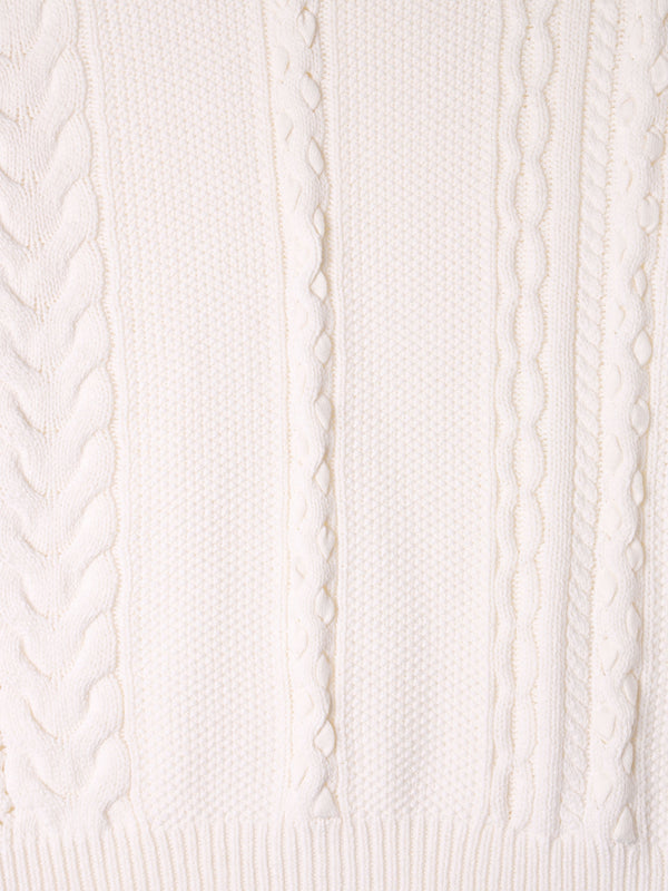 White Cotton Mix Cable Knit Jumper