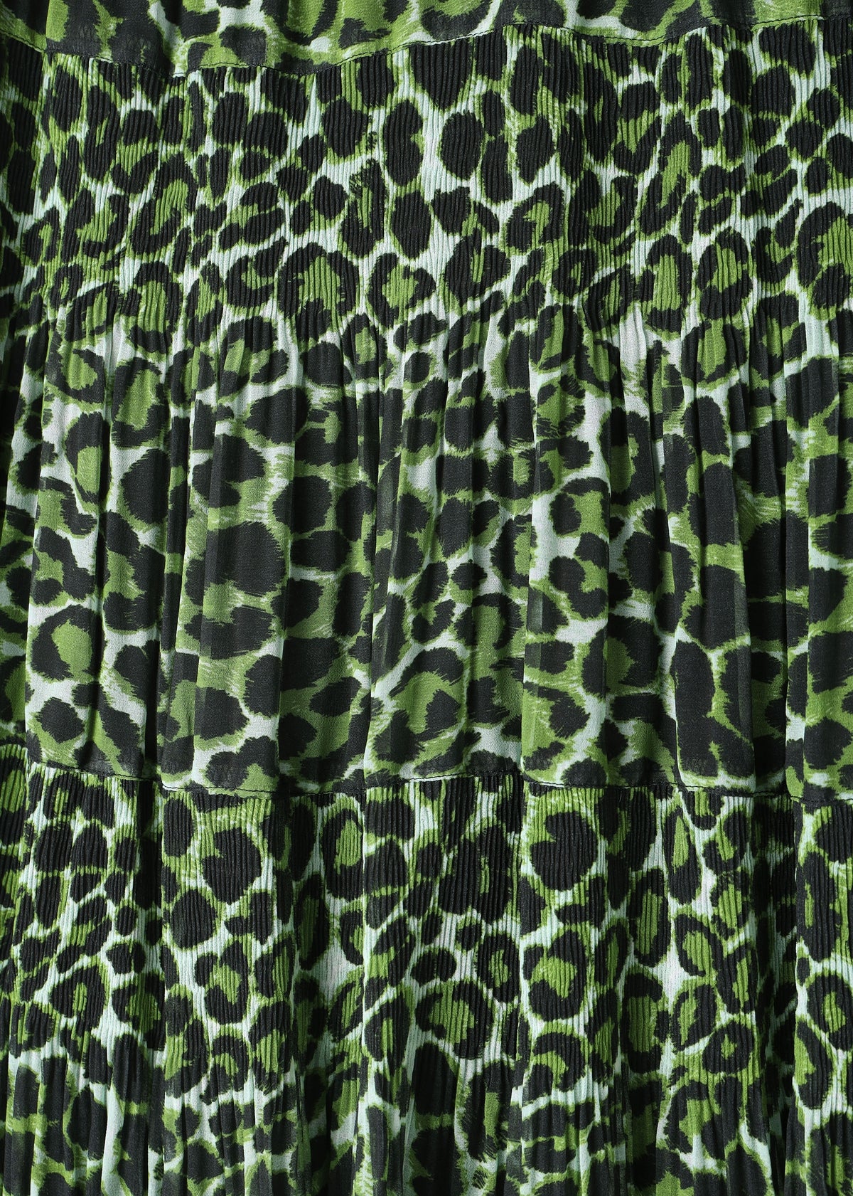 Green Leopard Print Tiered Maxi Skirt