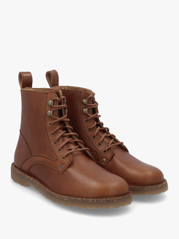 Bryson Natural Leather Cognac Lace Up Ankle Boots