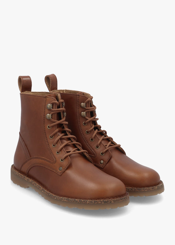 Bryson Natural Leather Cognac Lace Up Ankle Boots