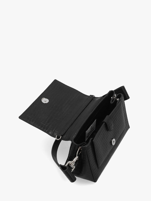 Hazel Medium Black Embossed Croc Shoulder Bag