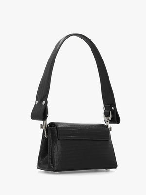 Hazel Small Black Embossed Croc Shoulder Bag