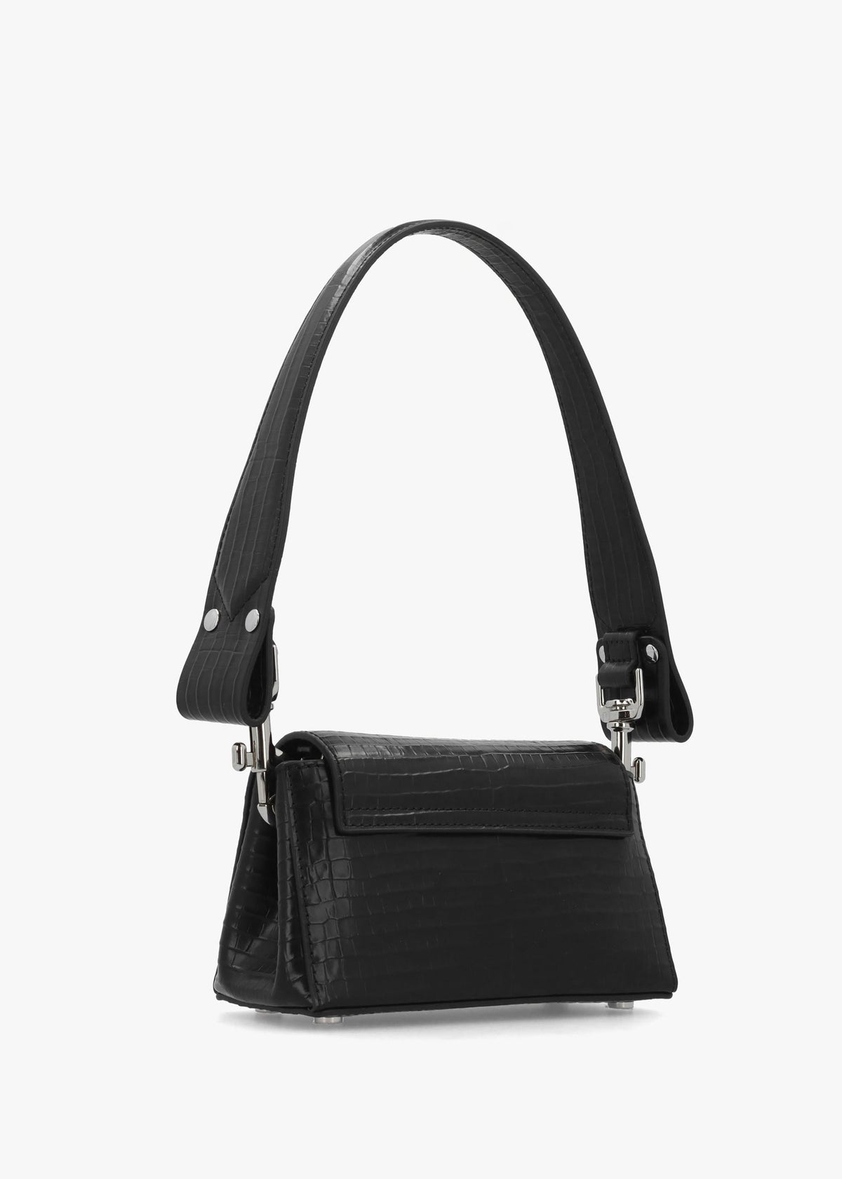 Hazel Small Black Embossed Croc Shoulder Bag