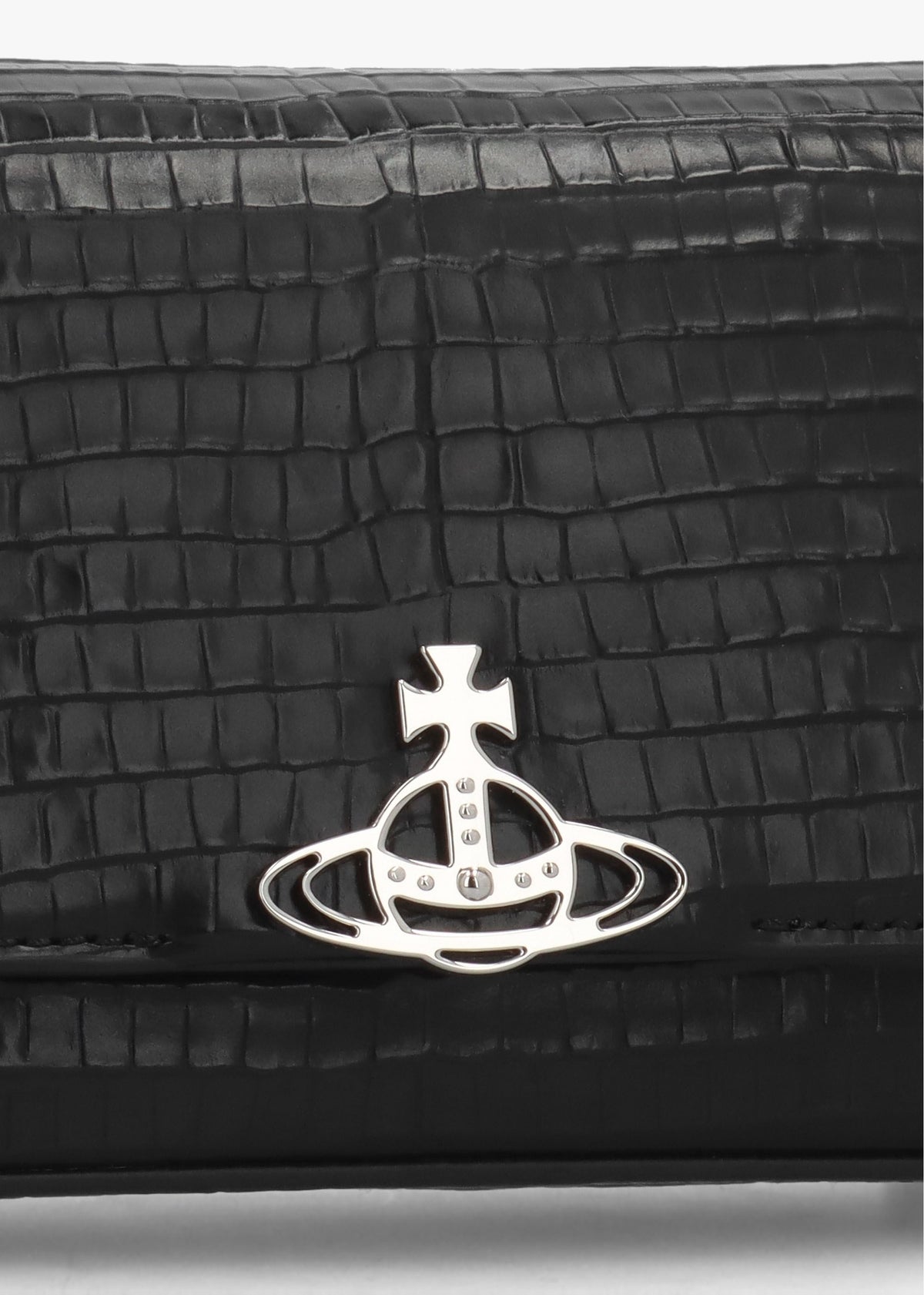 Hazel Small Black Embossed Croc Shoulder Bag