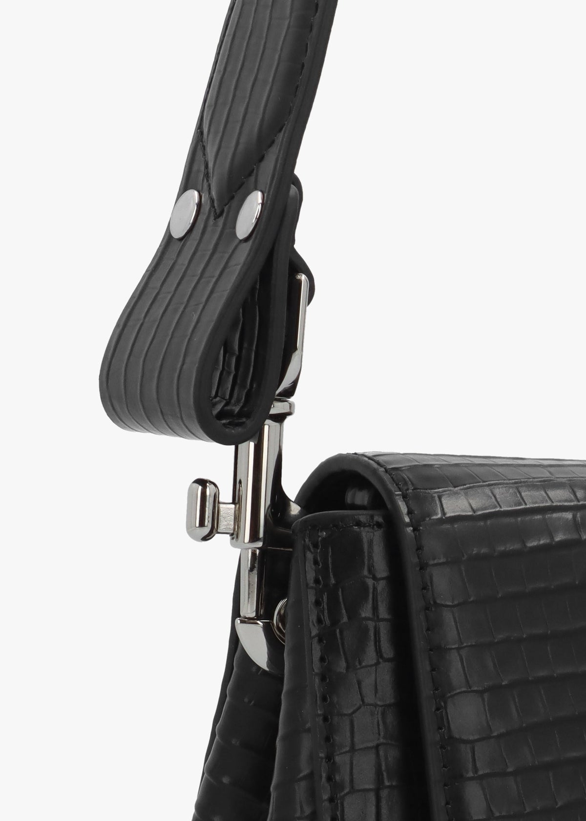 Hazel Small Black Embossed Croc Shoulder Bag