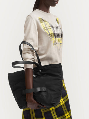 Unisex Utility Black Silver Hardware Shopper Bag
